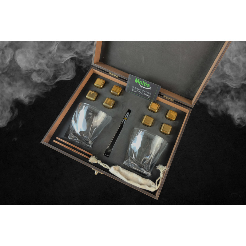 Подарункові набори Moltis Relax Whisky Stones для чоловіків, Quadro 8 шт каменів (MR-1003)