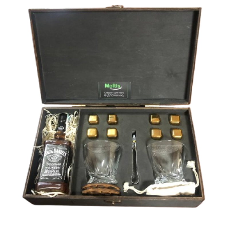 Набір 2 склянки Quadro з золотими кубиками + секція