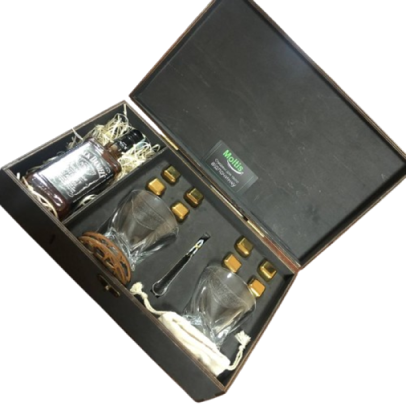 Набір 2 склянки Quadro з золотими кубиками + секція