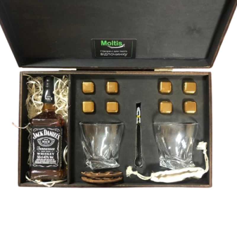 Набір 2 склянки Quadro з золотими кубиками + секція