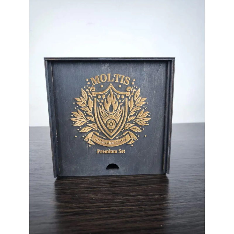 Подарунковий віскі-набір Moltis Saxum Premium з келихом, щипцями, мішечком, підставкою та 5 охолоджувальними кубиками (MR-1021)