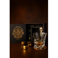 Подарунковий віскі-набір Moltis Saxum Premium з келихом, щипцями, мішечком, підставкою та 5 охолоджувальними кубиками (MR-1021)