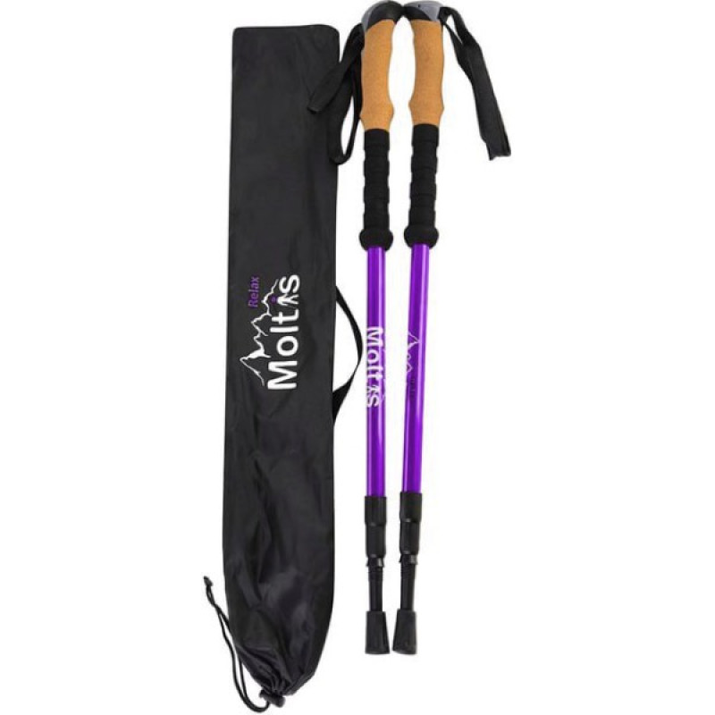 Трекінгові палиці Moltis Relax 140 Antishock фіолетові: для скандинавської ходьби, з амортизацією