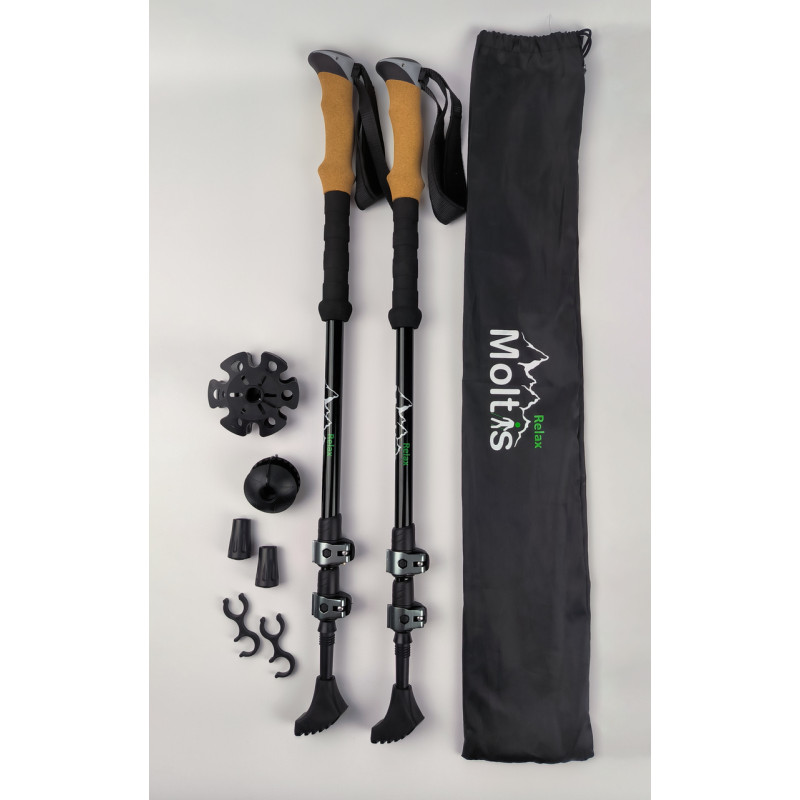 Палиці для скандинавської ходьби Moltis Relax 275 SM: телескопічні, з насадками