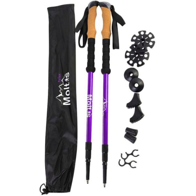 Трекінгові палиці Moltis Relax 140 Antishock фіолетові: для скандинавської ходьби, з амортизацією
