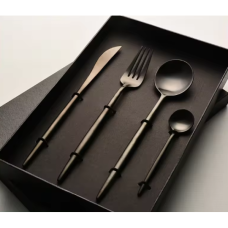 Набір столових приборів Moltis 4 предмети, Чорний, у подарунковому кейсі
