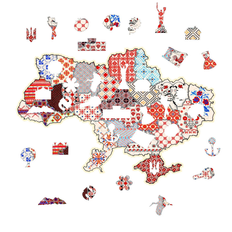 Пазл дерев'яний Україна вишивана UKRAINE А3