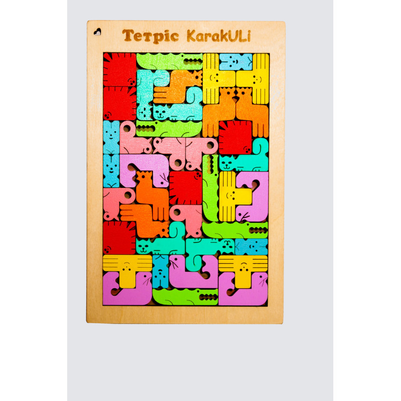 Дерев'яна іграшка тетрис KarakULi для дітей 40 елементів, Дерев'яний пазл тетрис