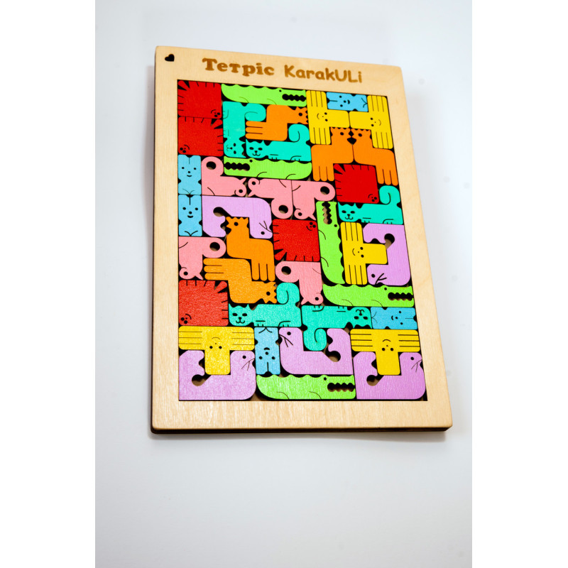 Дерев'яна іграшка тетрис KarakULi для дітей 40 елементів, Дерев'яний пазл тетрис