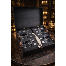 Подарунковий набір для віскі Moltis Premium — 4 склянки, металеві охолоджувальні кубики, елітний комплект у дерев’яній коробці