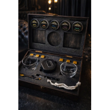 Подарунковий набір для віскі з електричним смокером Moltis — 2 келихи Quadro, металеві охолоджувальні кубики та набір тріски