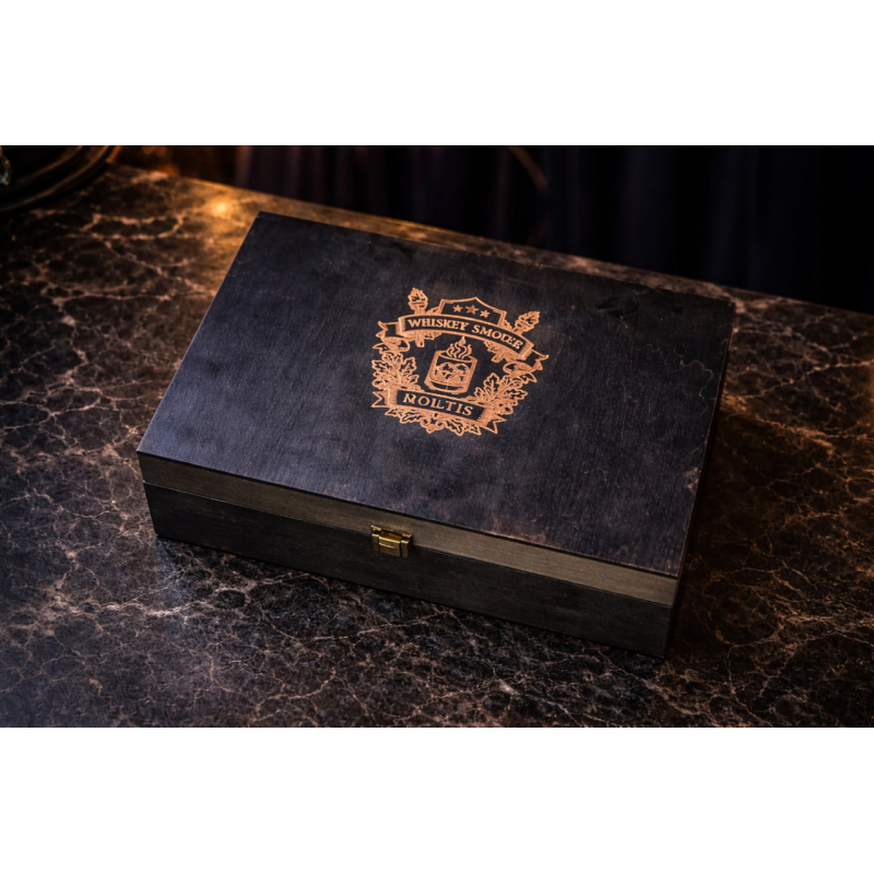 Подарунковий набір для віскі з електричним смокером Moltis — 2 келихи Quadro, металеві охолоджувальні кубики та набір тріски