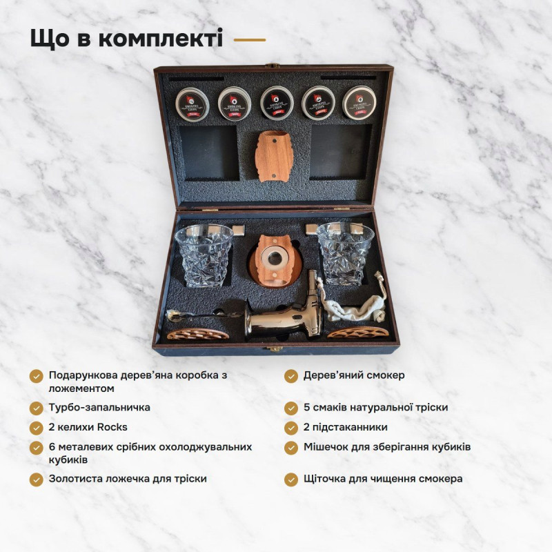 Смокер для коктейлів подарунковий набір склянки Rocks SMN-5904